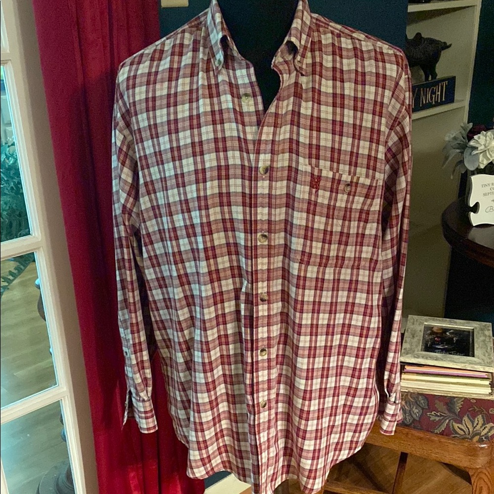 BROWNING Men's Red and White Plaid Button Down Shirt L